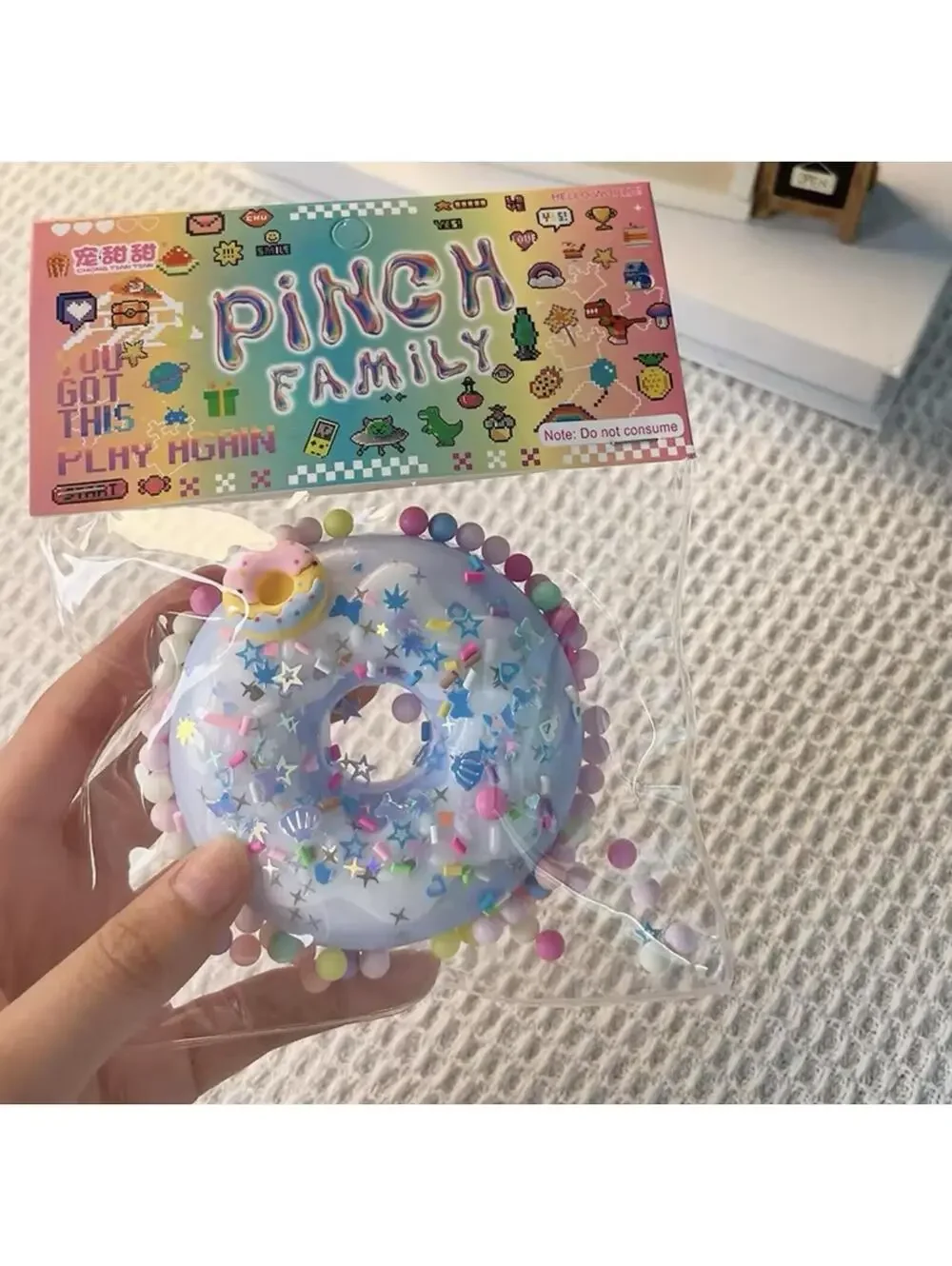 Lot of 6 Pink Taba Donut Squishy Sensory Toy Pastel Stress Relief